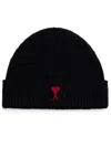 Ami Alexandre Mattiussi Ami Paris Women Ami De Coeur Wool Beanie In Black