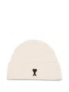Ami Alexandre Mattiussi Ami Paris Ami Paris De Coeur Wool Beanie In White
