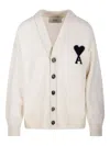 Ami Alexandre Mattiussi Ami V Neck Felted Merino Adc Cardigan In White