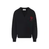 Ami Alexandre Mattiussi Ami Paris Ami Paris De Coeur Wool Cardigan In Black