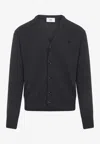 Ami Alexandre Mattiussi Ami Cashmere Blend Cardigan With Deep V-neck In Gray