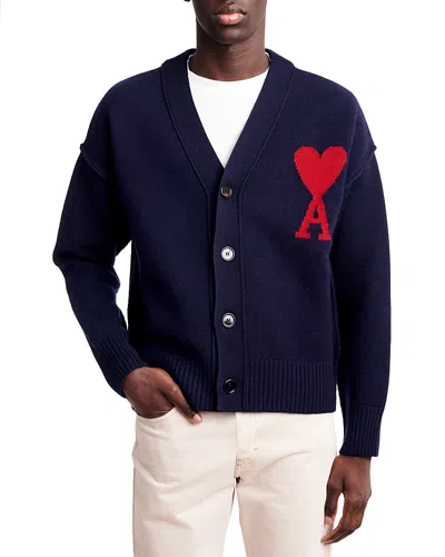 Ami Alexandre Mattiussi Adc Cardigan In Navy Red