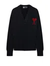 Ami Alexandre Mattiussi Adc Cardigan V Neck Felted Merino In Blue