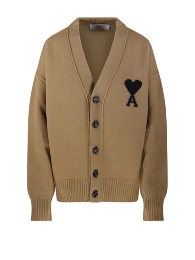 AMI ALEXANDRE MATTIUSSI ADC CARDIGAN V NECK FELTED MERINO