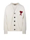 Ami Alexandre Mattiussi Merino V Neck Cardigan With Long Sleeves In White