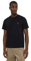 Ami Alexandre Mattiussi Adc Classic Fit Red Logo Tee Black In Black