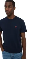 Ami Alexandre Mattiussi Adc Classic Fit Red Logo Tee Night Blue In Night Blue