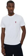 Ami Alexandre Mattiussi Adc Classic Fit Red Logo Tee White In White