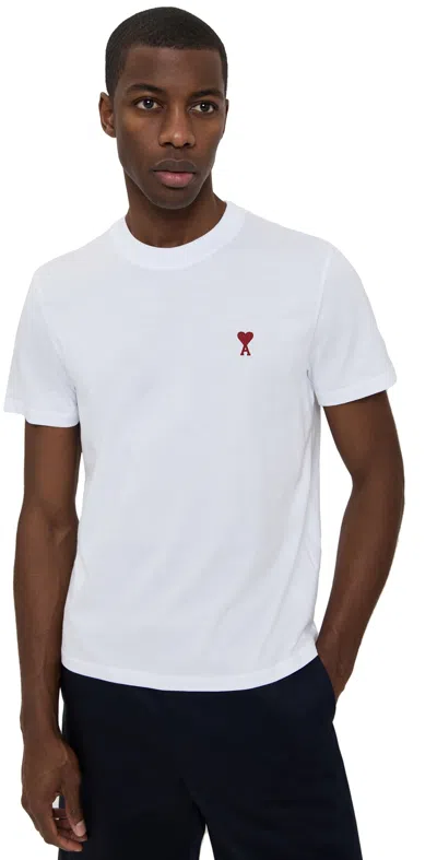 Ami Alexandre Mattiussi Adc Classic Fit Red Logo Tee White