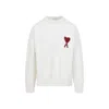 Ami Alexandre Mattiussi Adc Crewneck Off White And Red Wool Sweater In White
