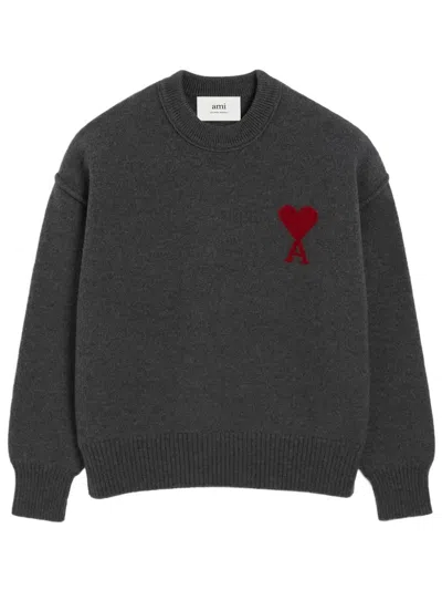 Ami Alexandre Mattiussi Adc Crewneck Sweater In Gray