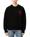 Ami Alexandre Mattiussi Ami Paris Black Wool Ami De Coeur Cardigan Men In Black