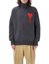 Ami Alexandre Mattiussi Ami Paris Grey Turtleneck Sweater Ami De Coeur Men In Gray