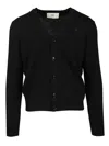 Ami Alexandre Mattiussi V-neckline Cardigan With Ribbed Cuffs And Hem In Black