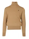 Ami Alexandre Mattiussi Brown Wool Ami De Coeur Turtle Neck Sweater Brown In Brown