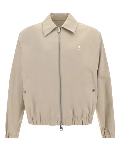 Ami Alexandre Mattiussi Adc Compact Cotton Zip Jacket In Beige