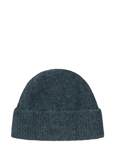 Ami Alexandre Mattiussi Adc Logo Knit Beanie In Bottle Green/off White