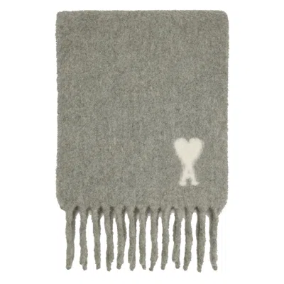 Ami Alexandre Mattiussi Adc Logo Scarf In Gray