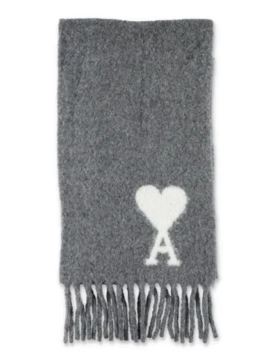 Ami Alexandre Mattiussi Ami Paris Adc Oversize Scarf In Dk Grey