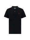 Ami Alexandre Mattiussi Ami Paris Men Black Polo Shirt With Adc Embroidery At The Front In Cotton Man In Black