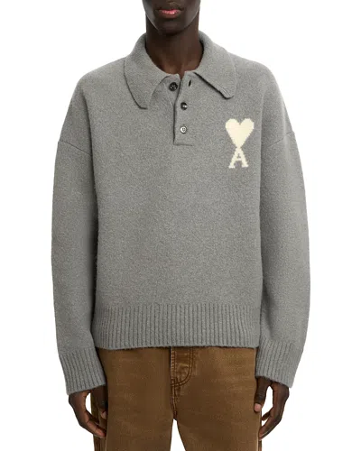Ami Alexandre Mattiussi Adc Polo Sweater In Gray