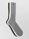 Ami Alexandre Mattiussi Adc Ribbed Cotton-blend Mid-calf Socks In Gray