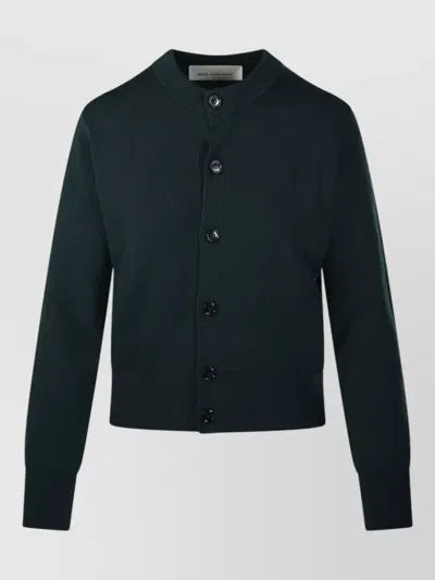 Ami Alexandre Mattiussi Adc Round Neck Merino Wool Cardigan In Black
