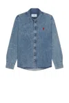 Ami Alexandre Mattiussi Adc Button-down Collar Logo-embroidered Denim Shirt