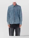 Ami Alexandre Mattiussi Classic Blue Denim Shirt With Structured Collar And Button-down Front In Blue