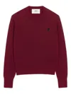 Ami Alexandre Mattiussi Ami Paris Wool Sweater With Heart Embroidery In Burgundy
