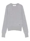 Ami Alexandre Mattiussi Crew-neck Wool-silk Blend Sweater In Gray