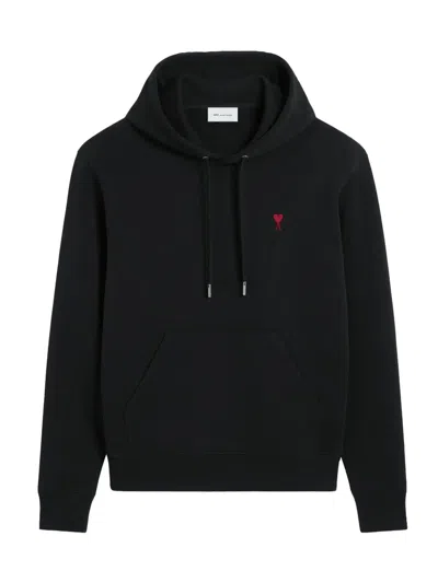 Ami Alexandre Mattiussi Black Relaxed Fit Hoodie With Embroidered Logo