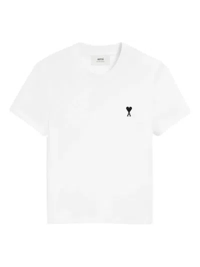 Ami Alexandre Mattiussi Ami Paris Tshirt Ami De Coeur Contraste Cropp In White