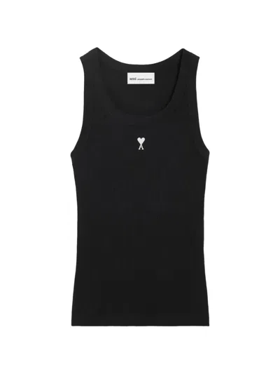 Ami Alexandre Mattiussi Black Cotton Ami De Coeur Tank Top In Blue
