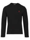 Ami Alexandre Mattiussi Black Crewneck Sweatshirt With Adc Embroidery In Cotton Blend Man
