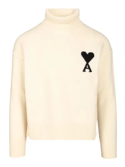 Ami Alexandre Mattiussi Adc-uks839 Felted Sweatshirts White In Neutral