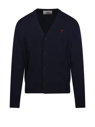 Ami Alexandre Mattiussi Adc V Neck Cardigan Merino In Black