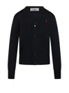 Ami Alexandre Mattiussi Ami De Coeur-logo Embroidered Cardigan In Black