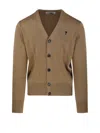 Ami Alexandre Mattiussi Adc V Neck Merino Cardigan In Brown
