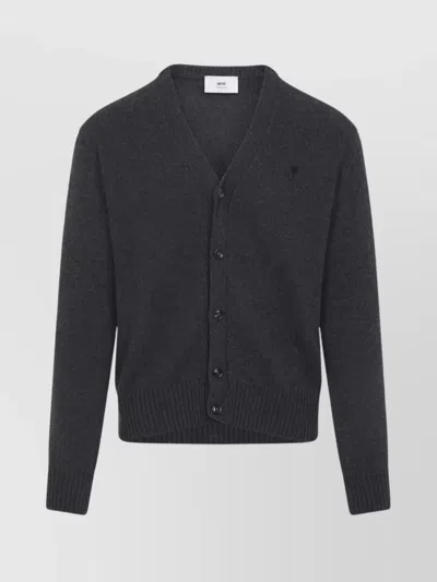AMI ALEXANDRE MATTIUSSI ADC V-NECK RIBBED CARDIGAN