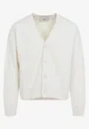 Ami Alexandre Mattiussi V-neck Cardigan With Ribbed Cuffs And Hem In White
