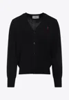 Ami Alexandre Mattiussi Ami Classic V-neck Cardigan With Button-down Front In Black