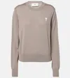 Ami Alexandre Mattiussi Adc Embroidered Wool Sweater In White