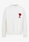 Ami Alexandre Mattiussi Ami Paris Turtleneck Sweater Ami De Coeur White Men In Animal Print