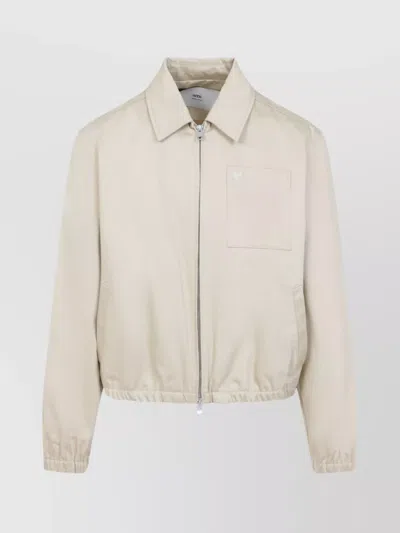 Ami Alexandre Mattiussi Ami Classic Adc Zipped Beige Cotton Jacket In Multicolor