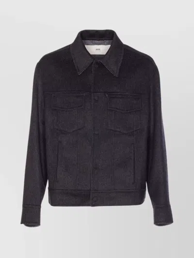 Ami Alexandre Mattiussi Adjustable Cuffs Chest Pockets Long Sleeves In Black