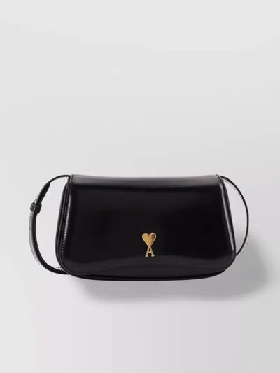 Ami Alexandre Mattiussi Adjustable Leather Shoulder Bag With Gold-tone Hardware