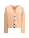 Ami Alexandre Mattiussi Ami Paris Women Ami De Coeur Cardigan With Logo In Pink