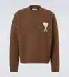 Ami Alexandre Mattiussi Brown Alpaca Ami De Coeur Crewneck Sweater Brown In Brown
