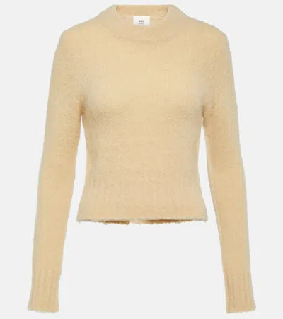 Ami Alexandre Mattiussi Alpaca And Wool-blend Sweater In Yellow